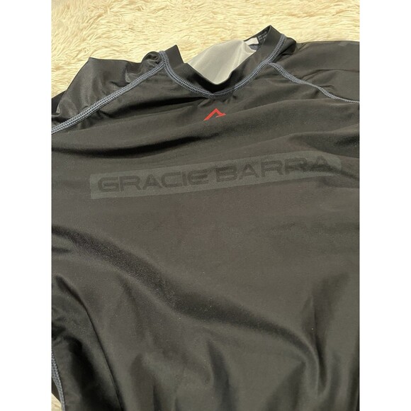 Gracie Barra Rash Guard Black Belt Shiny Compression Size Medium - Picture 2 of 10